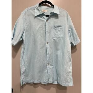 British India Traveller  Short  Sleeve blue light weight  Linen shirt size-L
